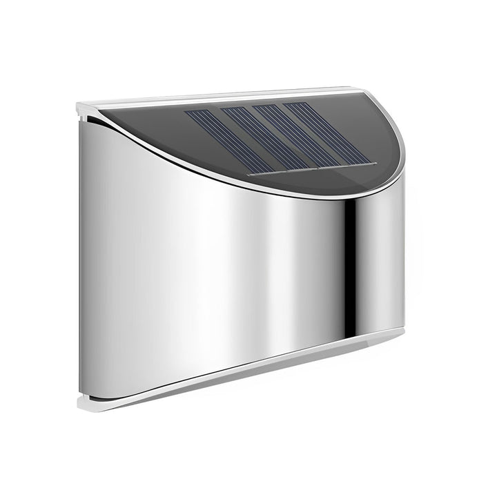 Stainless Steel Minimalist Waterproof Silver Modern Solar Wall Lamp | Kalsten