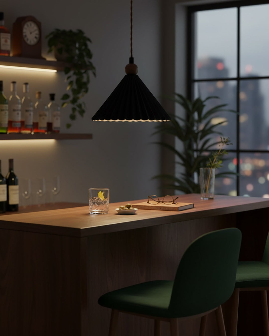 Pendant Light Ceramic Shade 7.8 in Adjustable Blue Dining Kitchen Hanging Ceiling Lamp | Kalsten