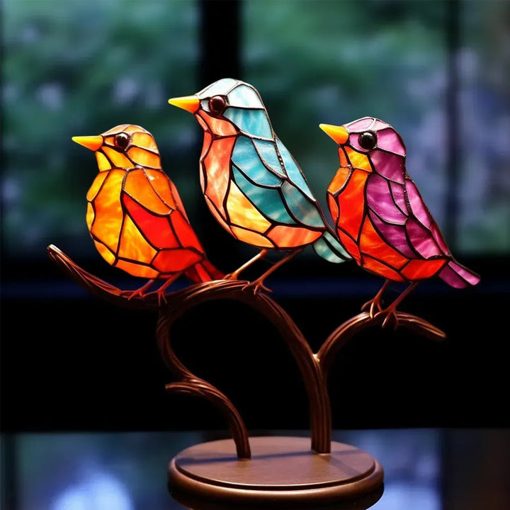Colored Glass Ornaments Birds on Branches | Kalsten