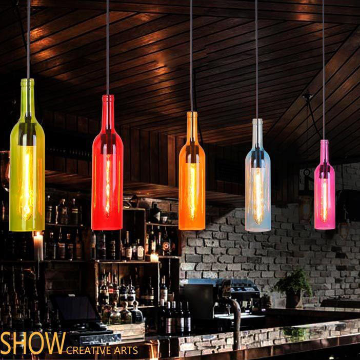 Pendant Light Glass 12.2 in Industrial Red Blue Green Yellow Purple Bar Living Room Cafe Restaurant Office Lighting | Kalsten