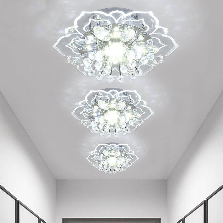 GlowPetal LED Crystal Ceiling Lamp – Flower-Shaped Modern Decor