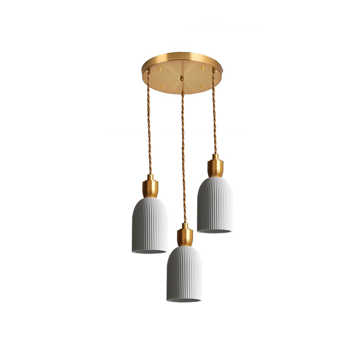 Retro Pleated Ceramic Brass Cocoon Pendant Lamp | Kalsten