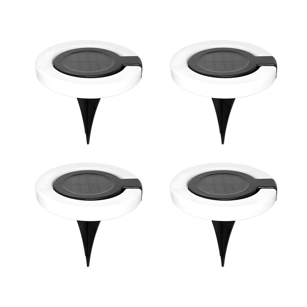 4PCS Round Foldable Solar Deck Lamp Set - Modern Outdoor Disk Lights | Kalsten