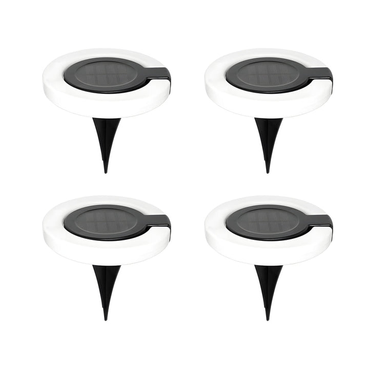 4PCS Round Foldable Solar Deck Lamp Set - Modern Outdoor Disk Lights | Kalsten