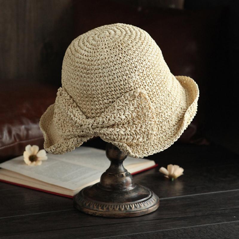 Kalsten | Retro Folding Straw Hat with Bow