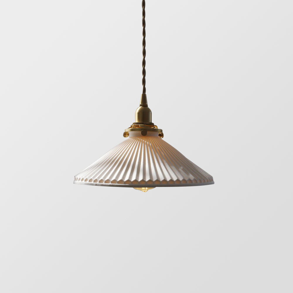 Modern Ceramics Retro Pleated Pendant Light For Living Room | Kalsten