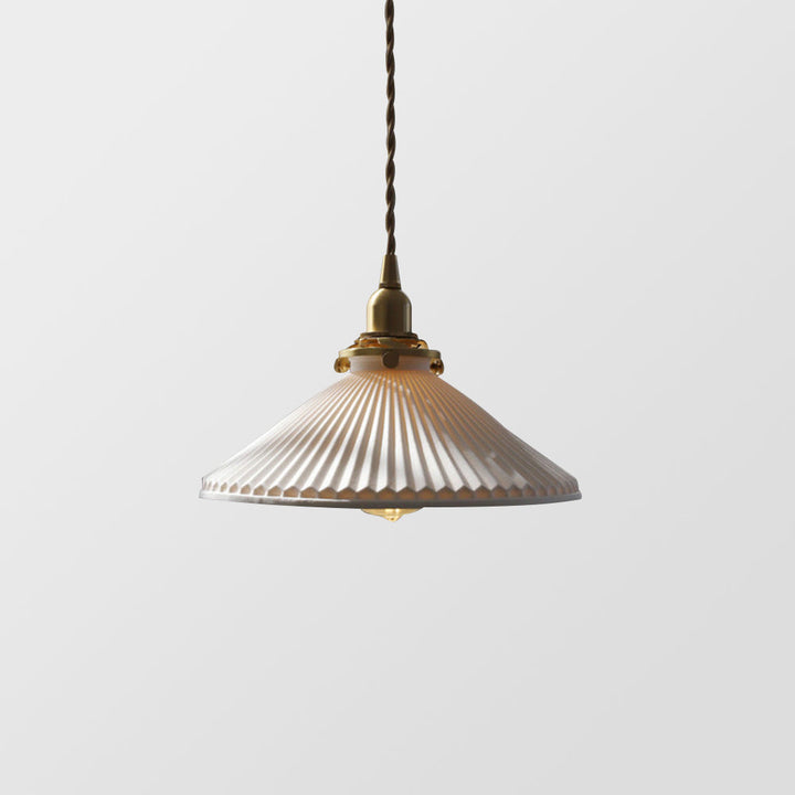 Modern Ceramics Retro Pleated Pendant Light For Living Room | Kalsten