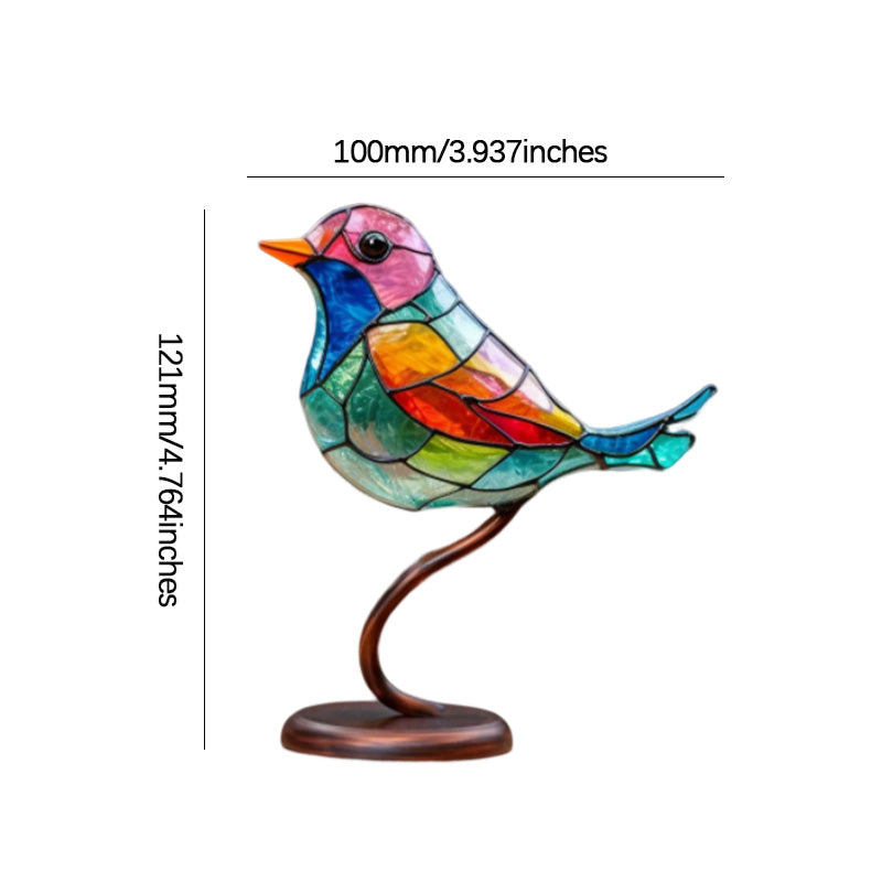 Kalsten |Bird on Branch Metal Painted Desktop Ornament