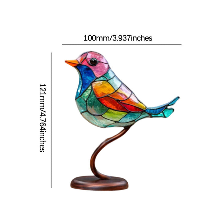 Kalsten |Bird on Branch Metal Painted Desktop Ornament