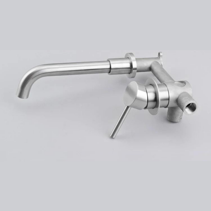 Modern Wall-Mounted Basin Tap with Brushed Nickel Finish Kalsten