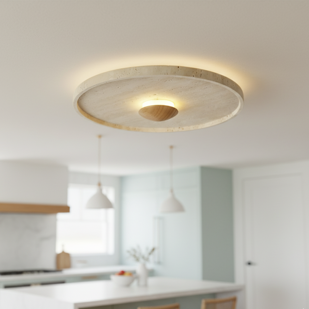 TerraGlow Natural Travertine Flush Mount