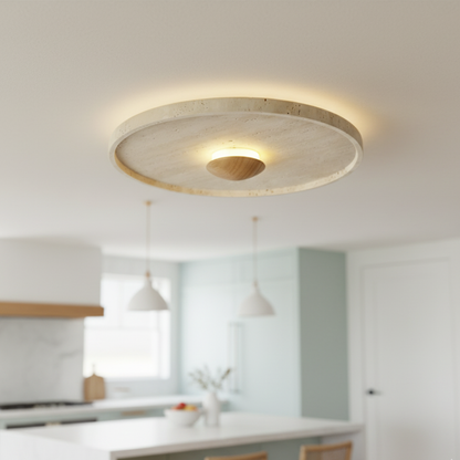 TerraGlow Natural Travertine Flush Mount