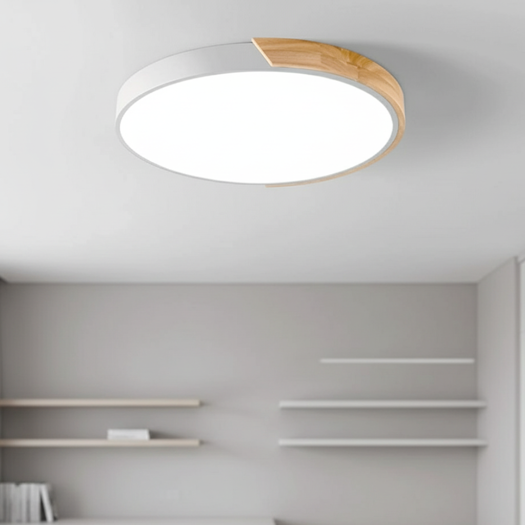 Splice Wood-Accent Dimmable Flush Mount