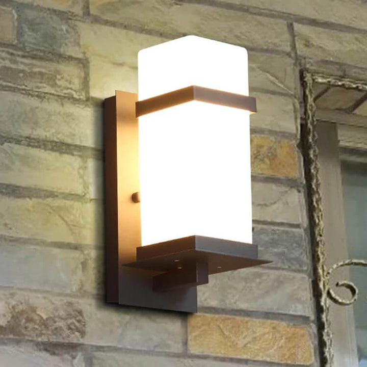Modern Chinese Square Outdoor Waterproof 1-Light Wall Sconce Lamp | Kalsten