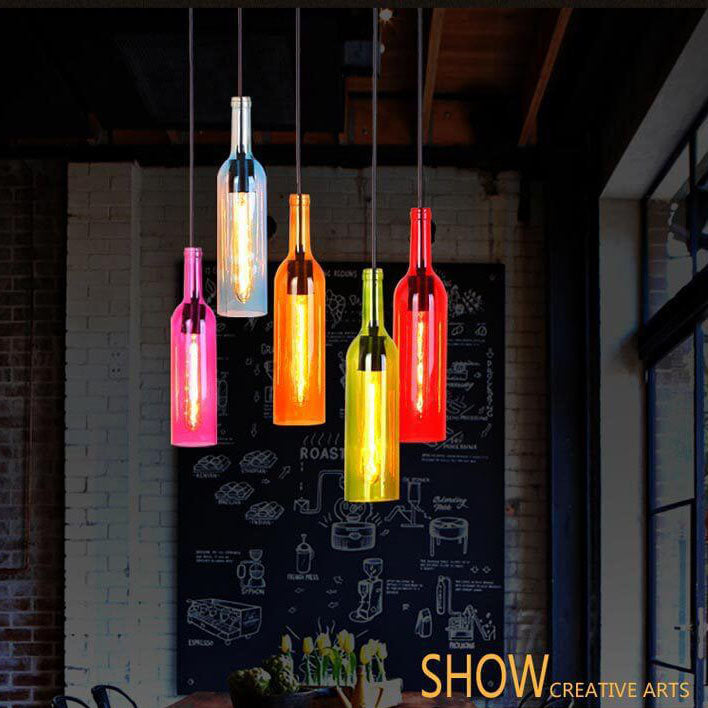 Pendant Light Glass 12.2 in Industrial Red Blue Green Yellow Purple Bar Living Room Cafe Restaurant Office Lighting | Kalsten