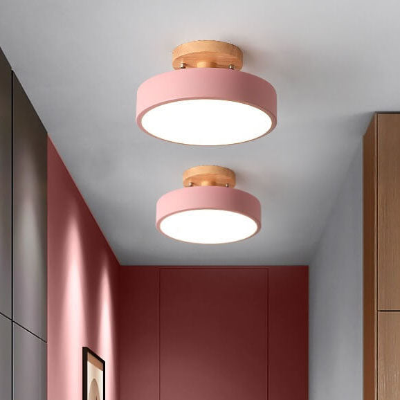 Ceiling Light Wood Acrylic 11.8 in LED Semi Flush Bedroom Hallway Modern Low Profile Fixture | Kalsten