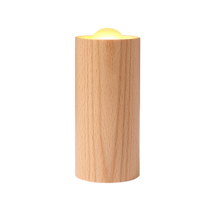 Candlelight Ambient Wood Cylinder Accent LED Table Lamp | Kalsten