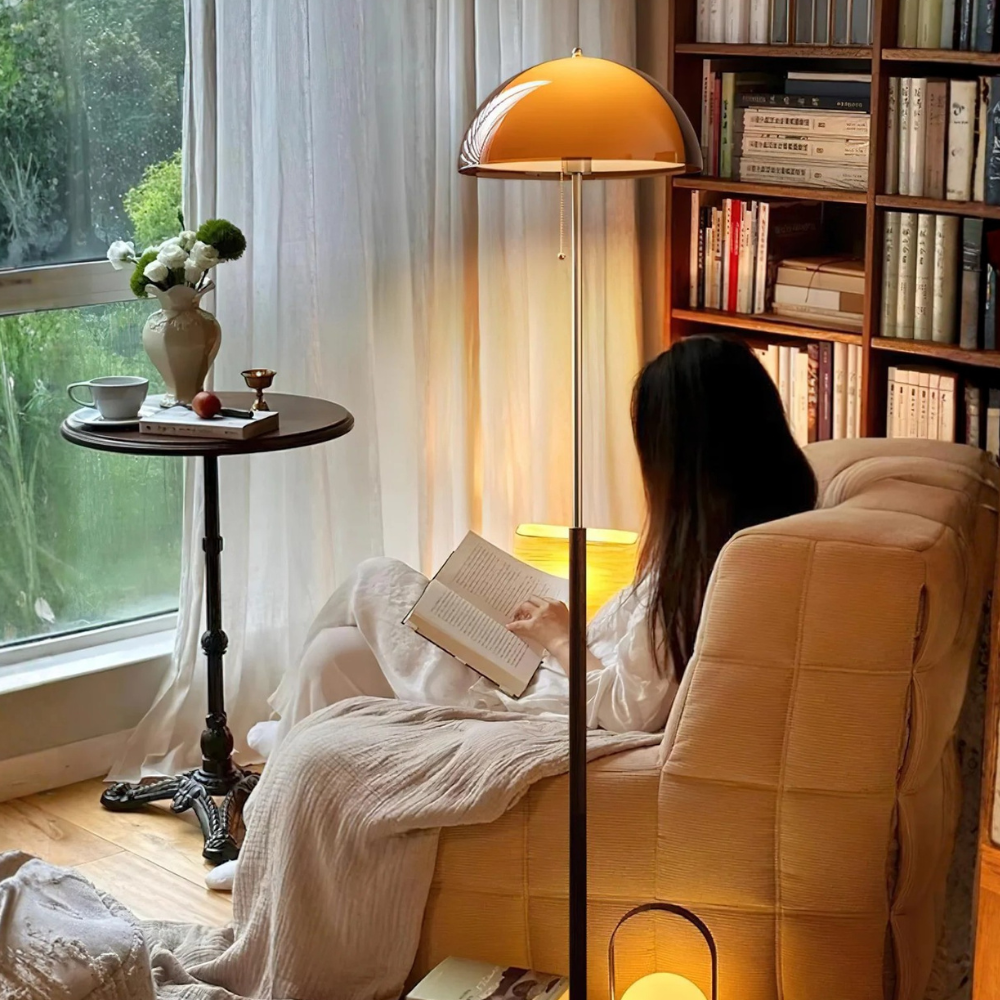 Rustina Retro Amber Acrylic Dome Floor Lamp