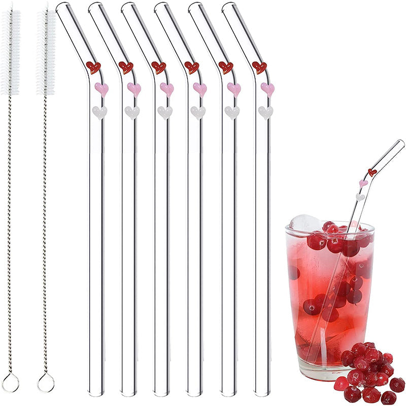 6 PCS Reusable Stained Glass Straws with Cleaning Brush | Kalsten