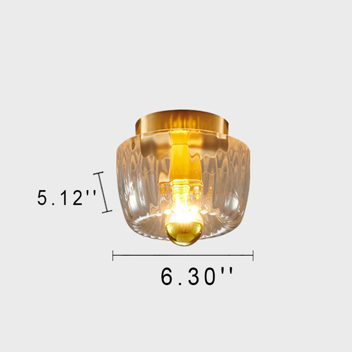 Flush Mount Light Copper 6.3 in Elegant Gold Bedroom Living Room Wall Lamp Luxury LED Incandescent Fixture | Kalsten