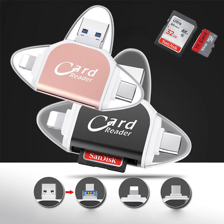 4-in-1 universal multiport SD TF card reader | Kalsten