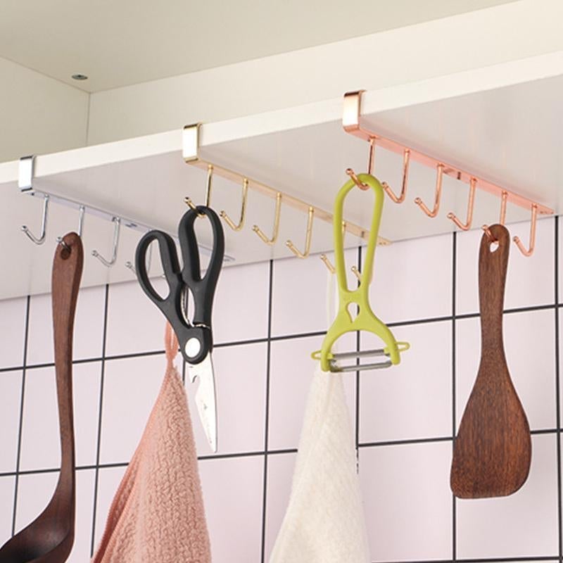 BowLift | 6 Hooks Under-Cabinet Hanger Rack