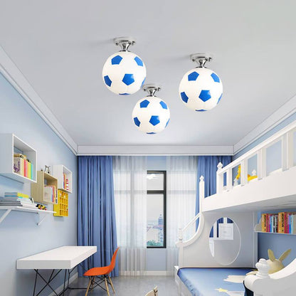 Skanto | SportLume Creative Ceiling Light | Basketball & Soccer Design | Semi-Flush Mount | Glass Lamp