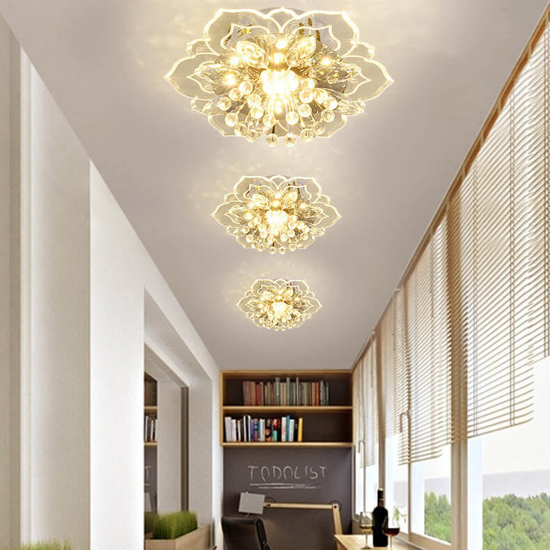 GlowPetal LED Crystal Ceiling Lamp – Flower-Shaped Modern Decor