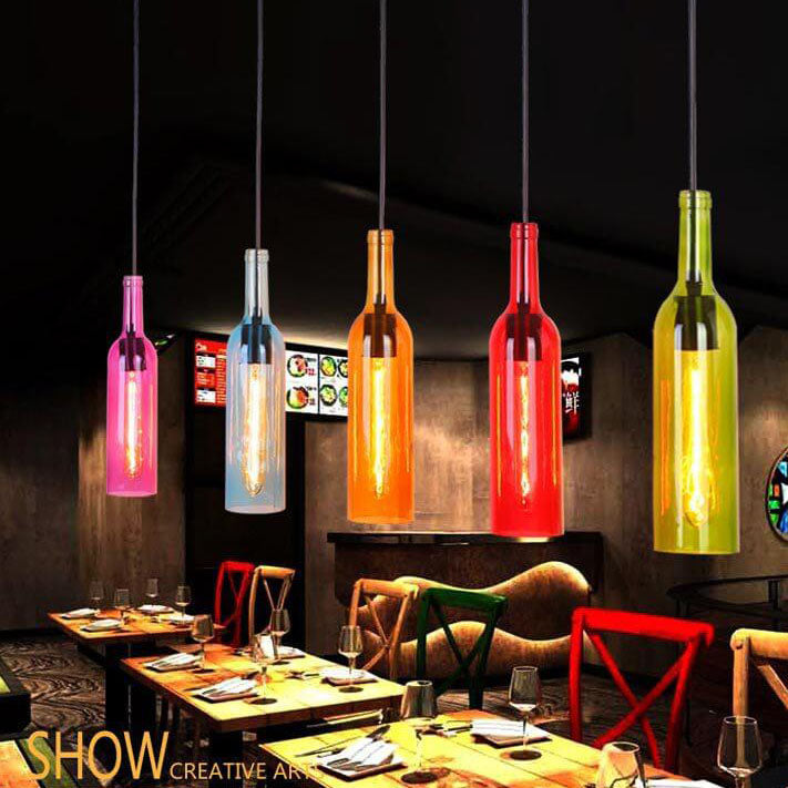 Pendant Light Glass 12.2 in Industrial Red Blue Green Yellow Purple Bar Living Room Cafe Restaurant Office Lighting | Kalsten
