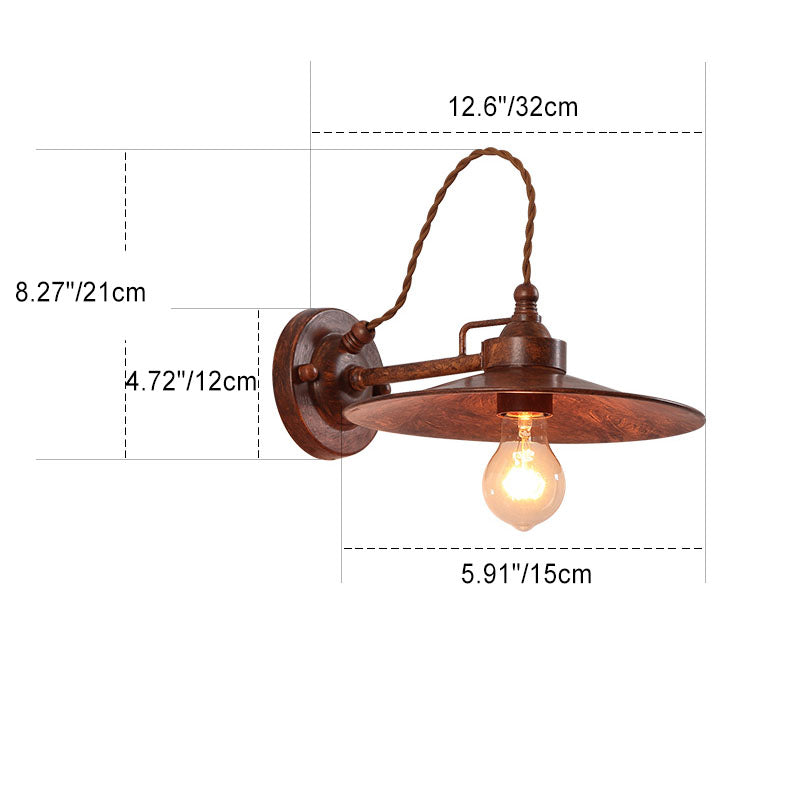 Contemporary Industrial Waterproof Metal Plate Bowl 1-Light Wall Sconce Lamp For Outdoor Patio | Kalsten
