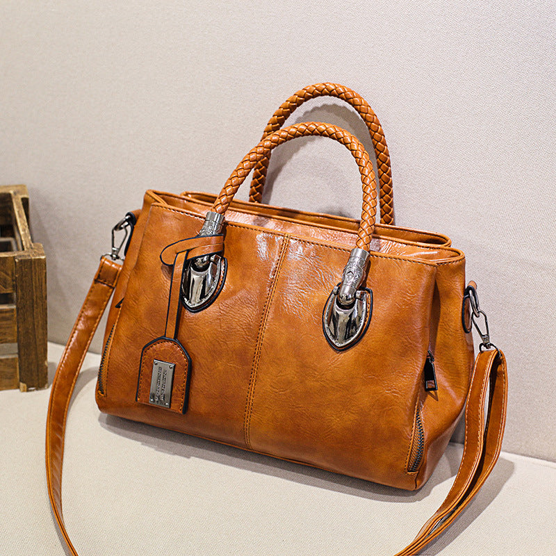 New handbags made of oil wax leather Boston, large tote bag made of soft leather | Kalsten