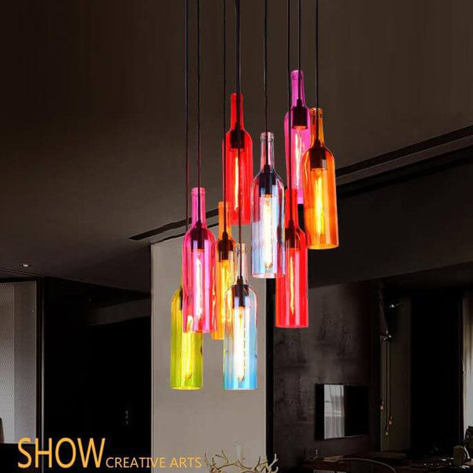 Pendant Light Glass 12.2 in Industrial Red Blue Green Yellow Purple Bar Living Room Cafe Restaurant Office Lighting | Kalsten