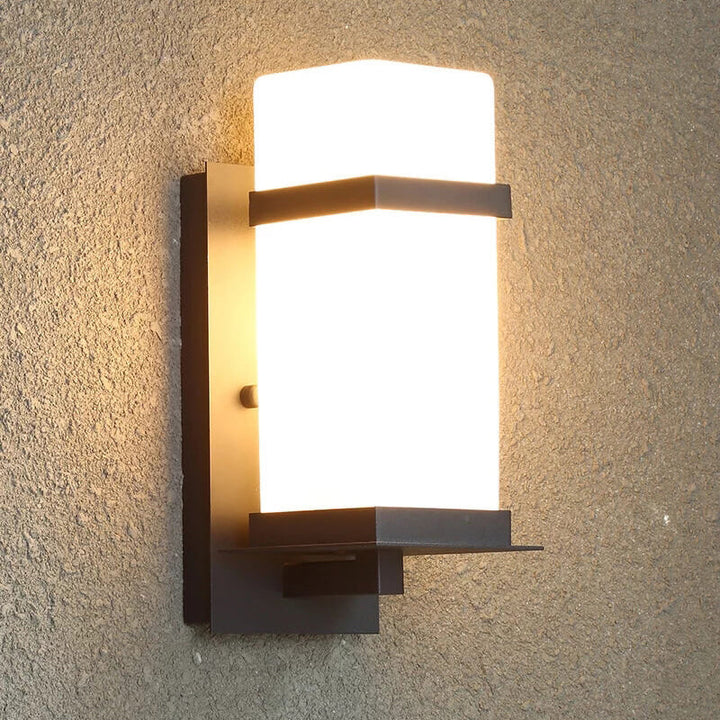 Modern Chinese Square Outdoor Waterproof 1-Light Wall Sconce Lamp | Kalsten