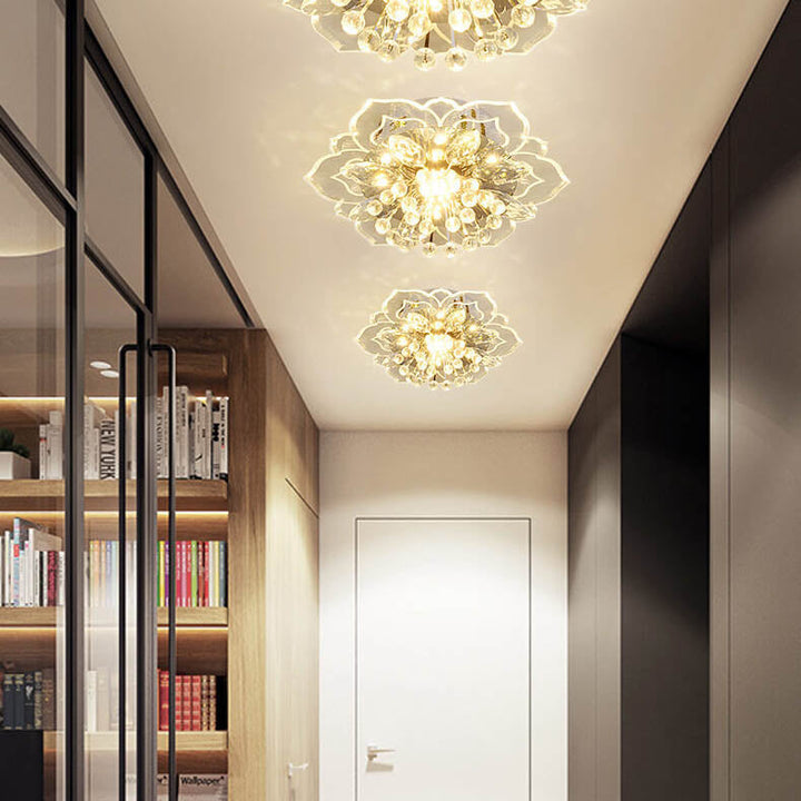 GlowPetal LED Crystal Ceiling Lamp – Flower-Shaped Modern Decor
