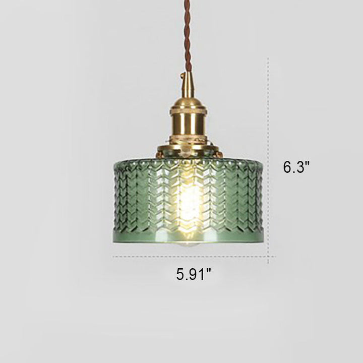 Pendant Light Glass Copper 6 in Clear Modern Hallway Living Room Bedroom LED Incandescent Fluorescent Hardwired Fixture | Kalsten