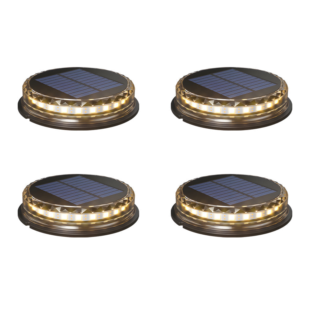 Modern Black LED Outdoor Solar Disc Path Light, 4-Pack | Kalsten