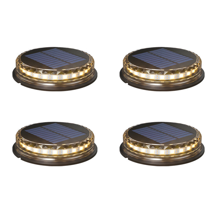 Modern Black LED Outdoor Solar Disc Path Light, 4-Pack | Kalsten