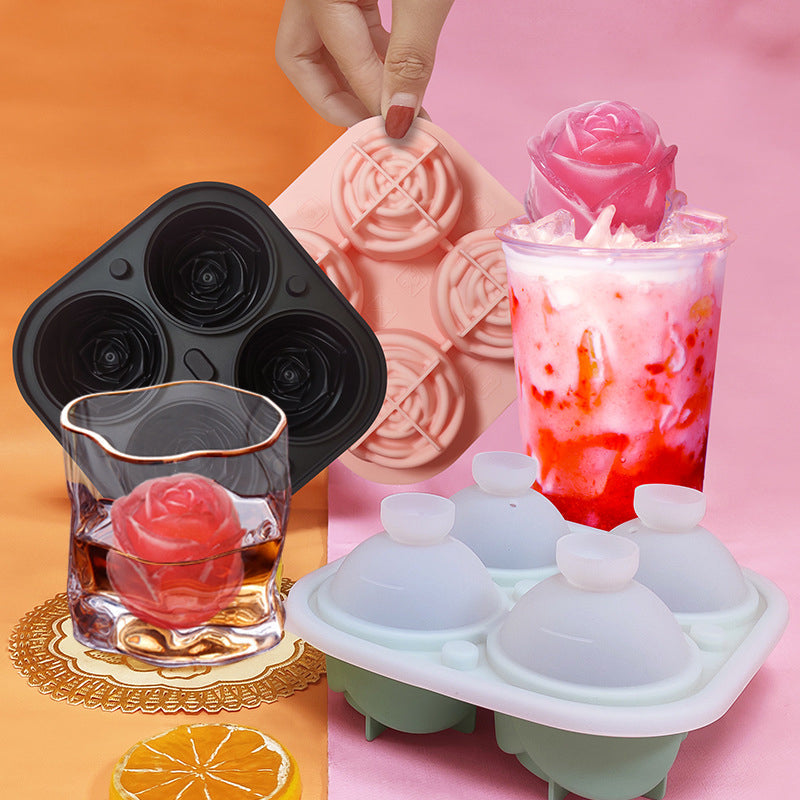 Large pink ice cube tray with 4 compartments | Kalsten