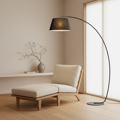 ArcoLuxe Fabric-Shade Arc Floor Lamp