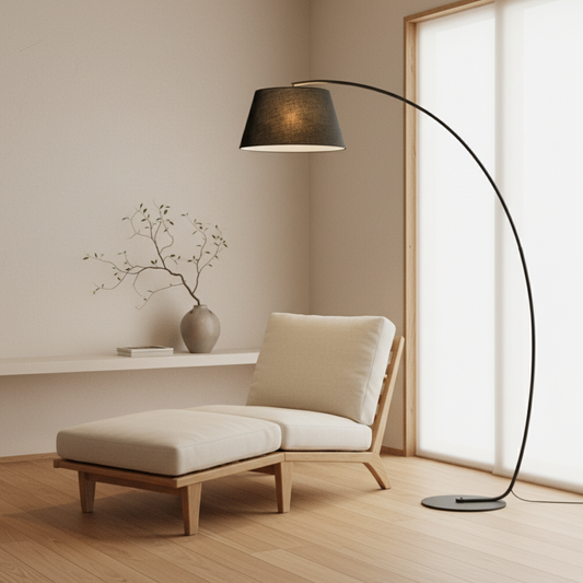 ArcoLuxe Fabric-Shade Arc Floor Lamp