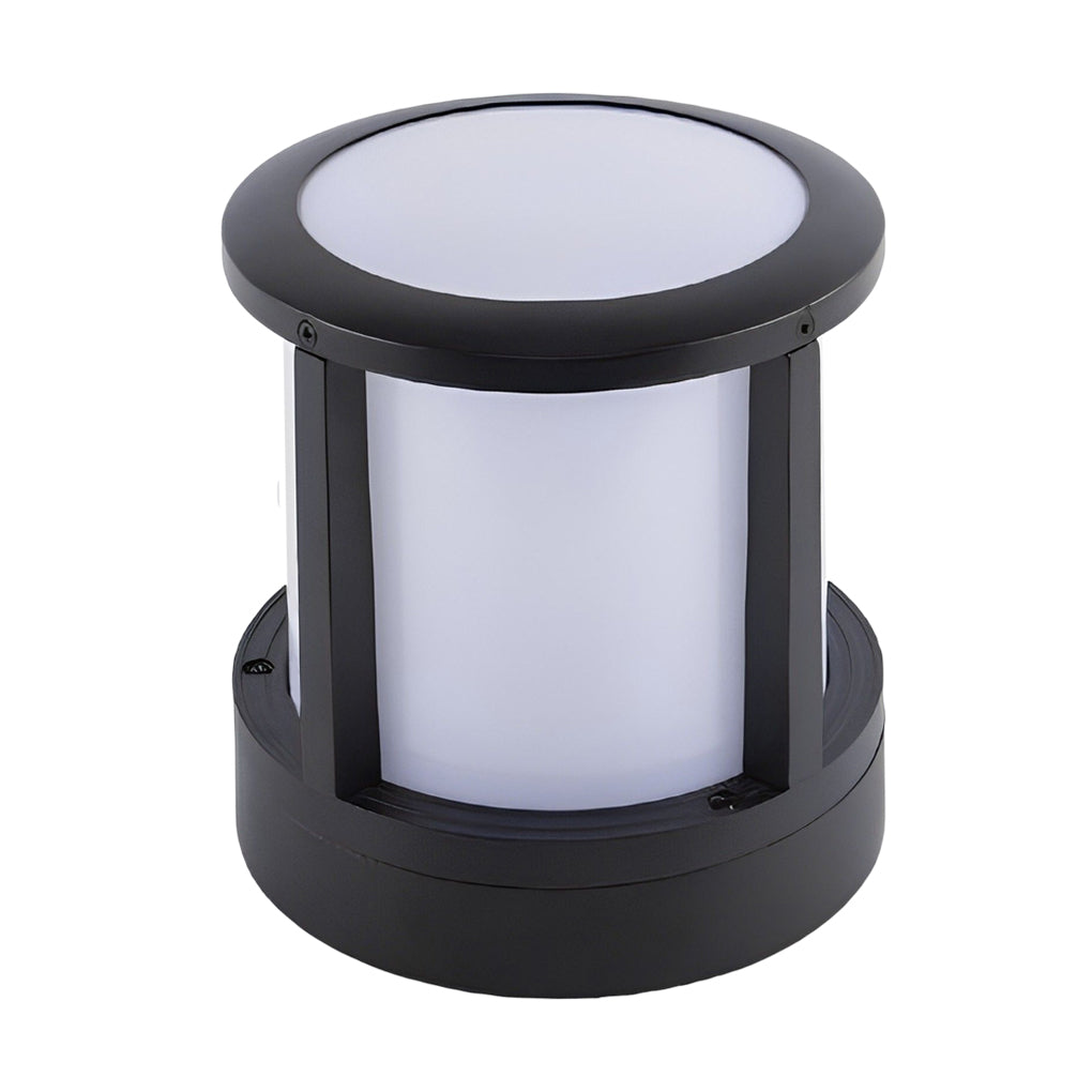 Cylindrical Aluminum LED Waterproof Black Outdoor Fence Post Lights | Kalsten