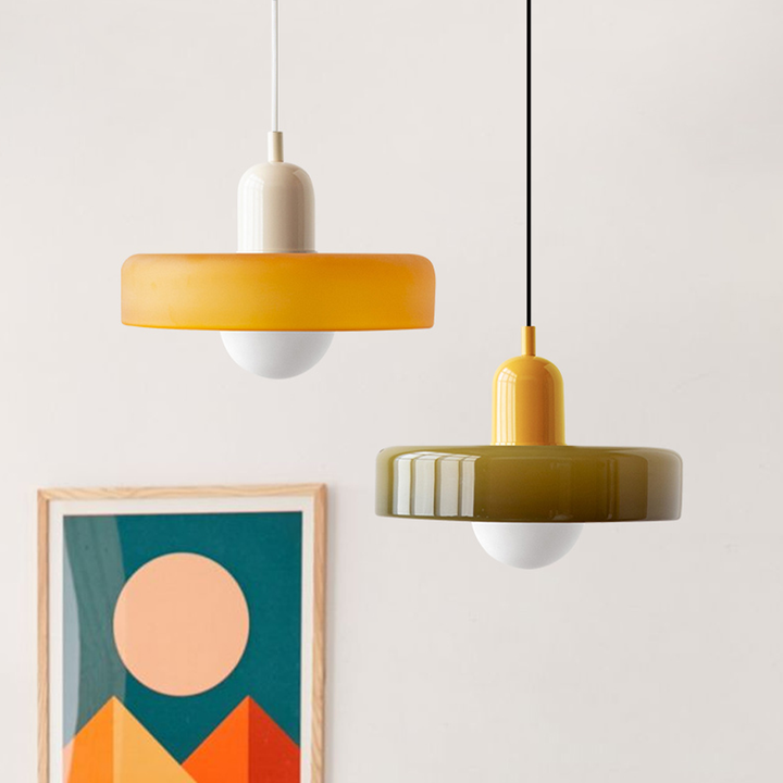 Bauhaus Coloured Glass Pendant Lamp