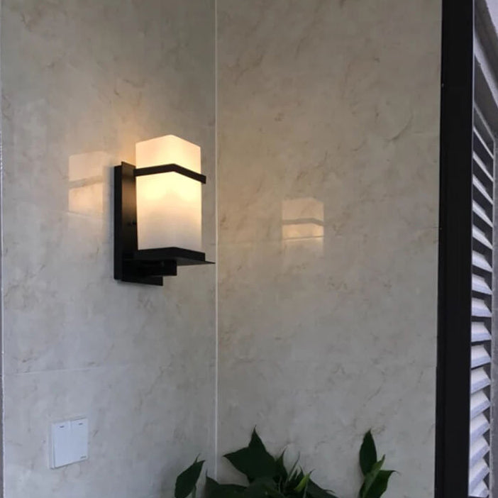 Modern Chinese Square Outdoor Waterproof 1-Light Wall Sconce Lamp | Kalsten