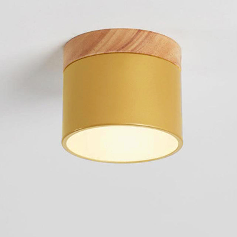 Flush Mount Ceiling Light Iron Solid Wood PVC 3.94 in Modern Hallway Living Room Bedroom 7W 700lm LED Adjustable Color Temperature White Black Pink Blue Green Gray Gold | Kalsten