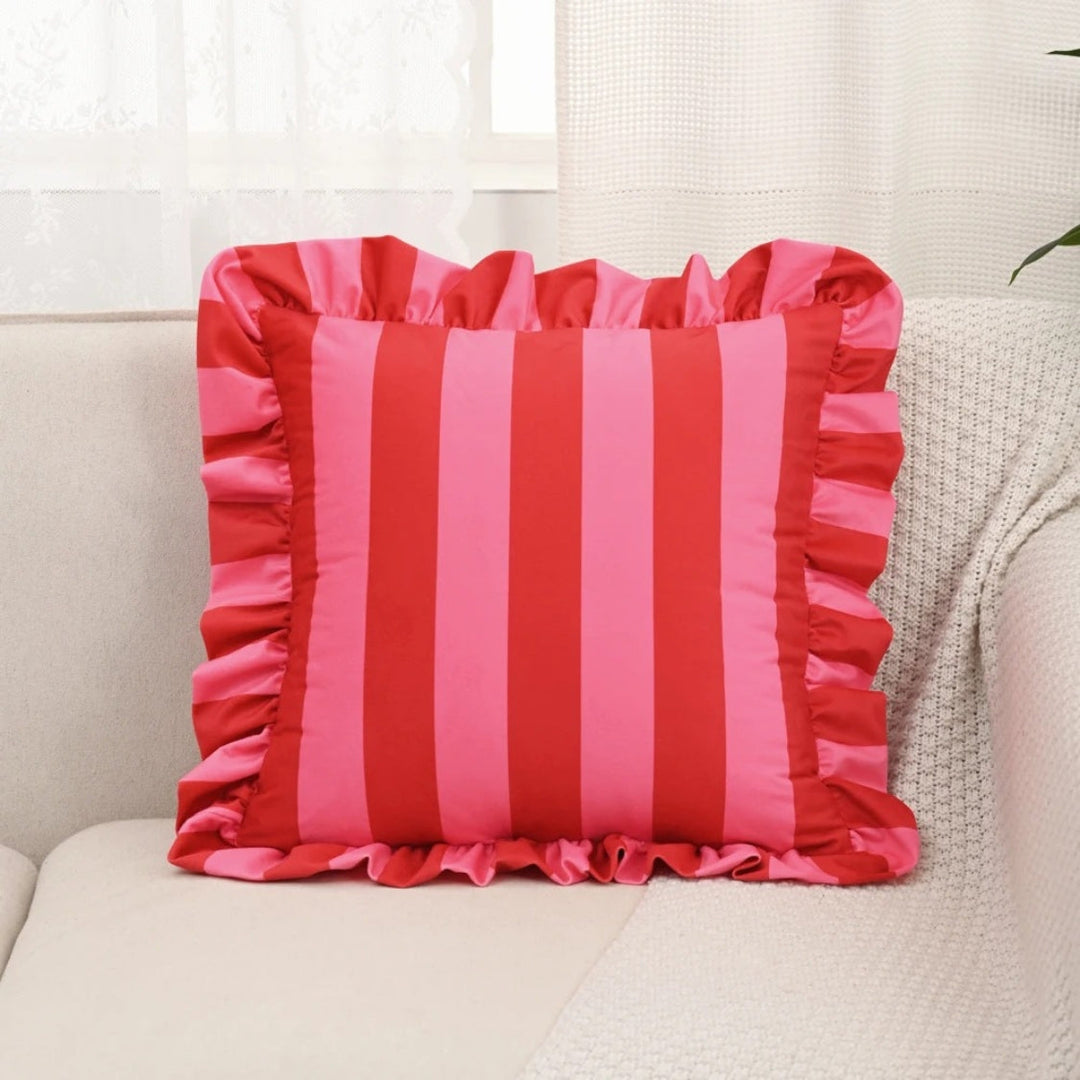 Kalsten | Retro Striped Ruffle Cushion Cover