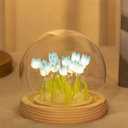 Handmade Artificial Tulip LED Night Light Bedside Table Lamp for Bedroom and Gift Decor | Kalsten
