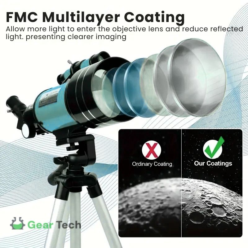 BowLift | Professional Astronomical Telescope | 70mm Aperture, 300mm Focal Length & Easy Setup for Stargazing and Nature Exploration