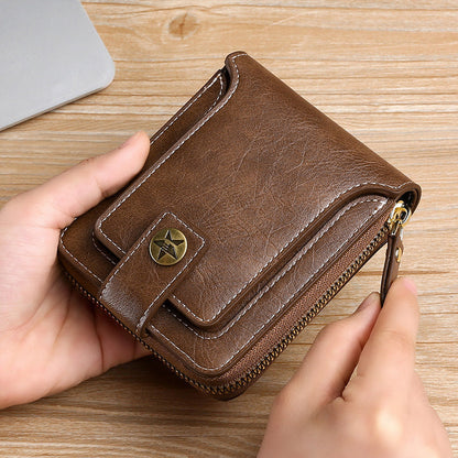 Skanto | Men's Ny Short Fashion Trend Multi-Card Horizontal Zipper Wallet