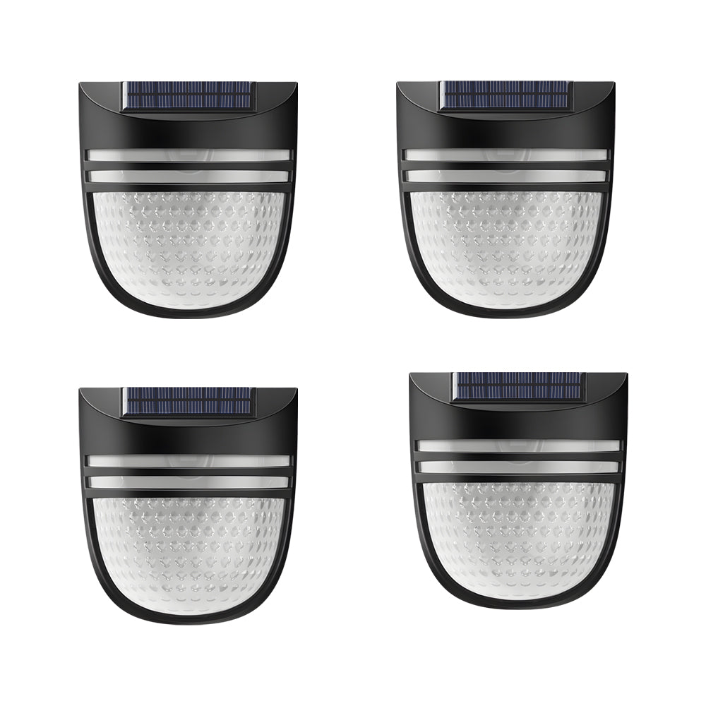 Modern Solar-Powered Black Wall Fence Lights, 4-Pack | Kalsten