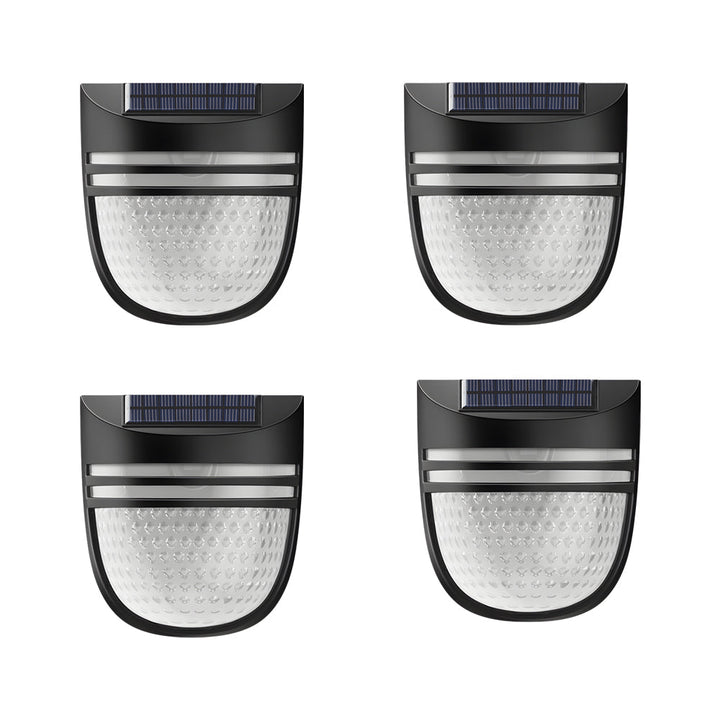 Modern Solar-Powered Black Wall Fence Lights, 4-Pack | Kalsten